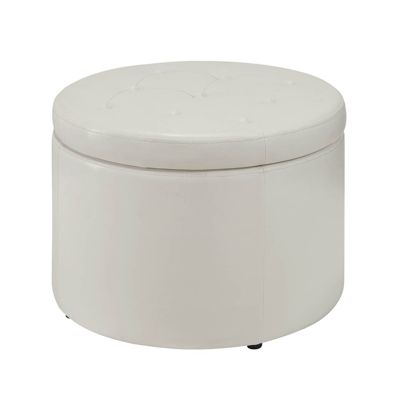Convenience Concepts Designs4Comfort Round Shoe Ottoman, Ivory